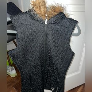 Black Spyder vest with fur hood